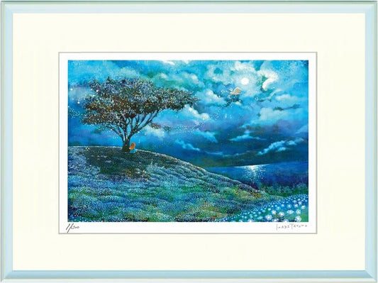 【真作】版画 技法不明 丘のオリーブ 爽やかな木陰と段々畑の風景 X1 真作】版画 技法不明 丘のオリーブ 爽やかな木陰と段々畑の風景 X1