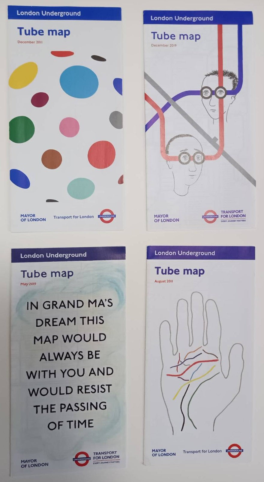 London Underground Pocket Tube Map Set (2009‑2019) – Art on the Underground Covers 7.5 × 15 cm | ART & DAY