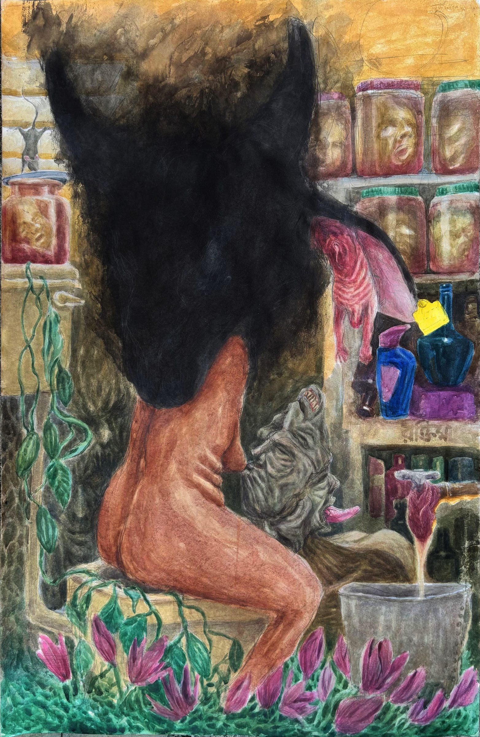 Raktim Chatterjee — The Torso and the Heads | 2026 | Watercolour on paper